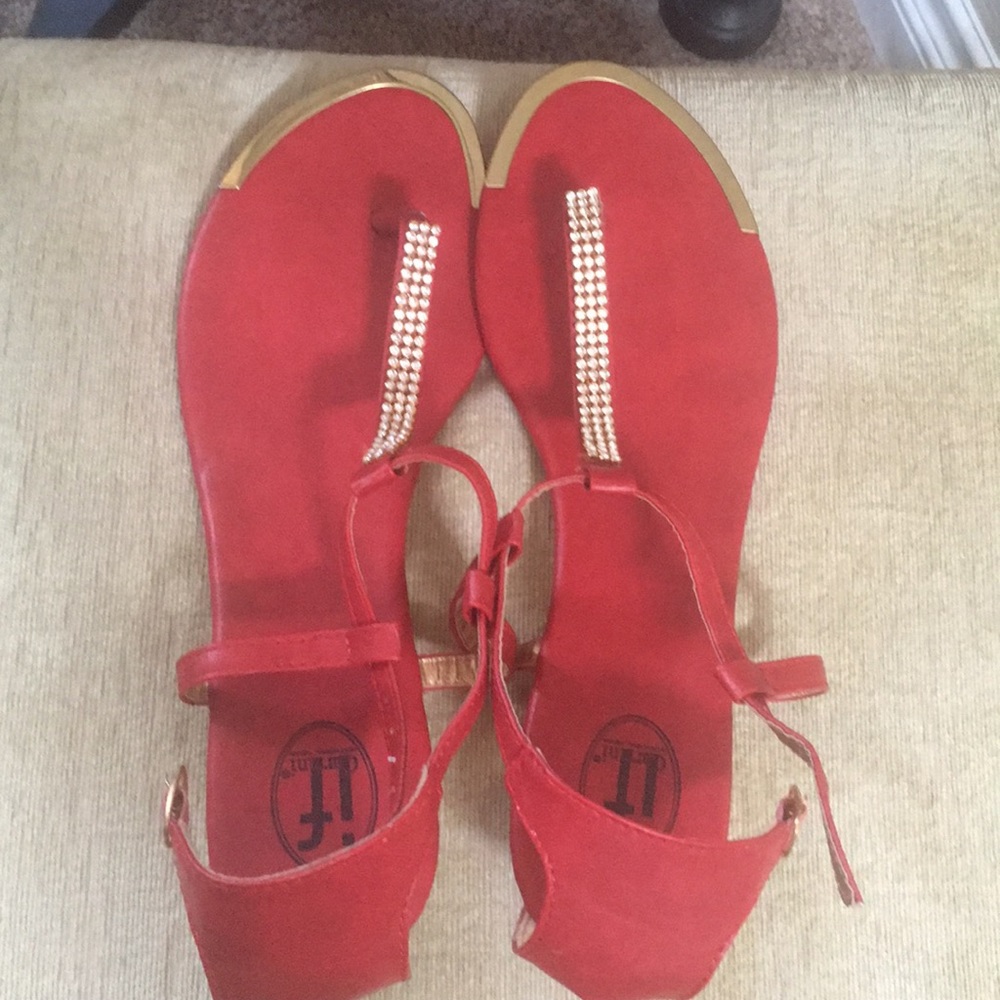 Pretty Red Rhinestone Sandals - Picture 2 of 6